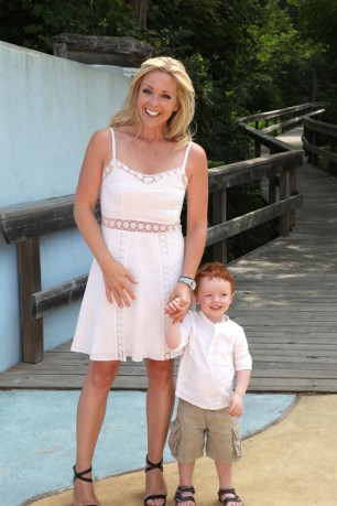 Jane Krakowski and her son Bennett at the CMEE Family Fair in 2013.