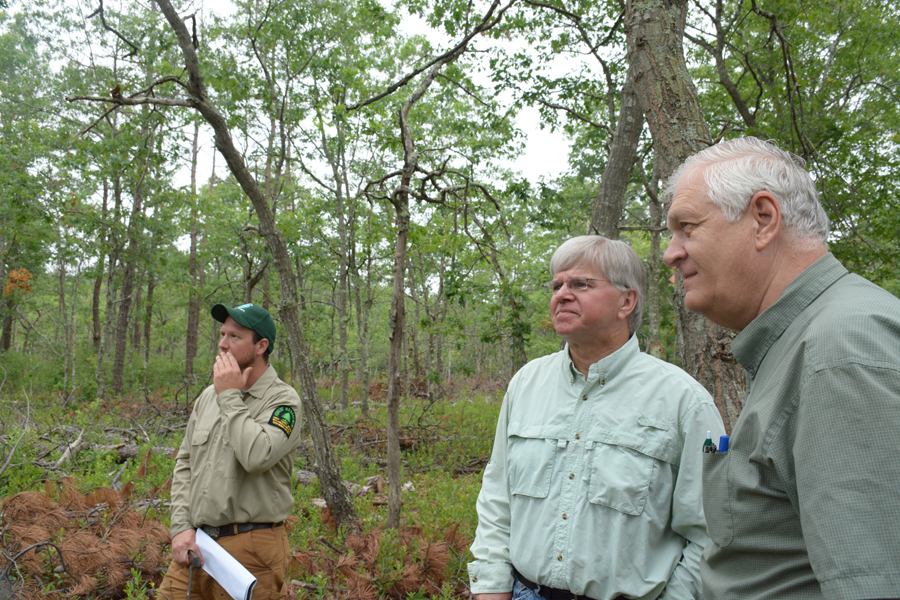 Regional forester for the New York State Department of Environmental Conservation John Wernet and New York State Assemblymen Fred Thiele and Steve Englebright. 