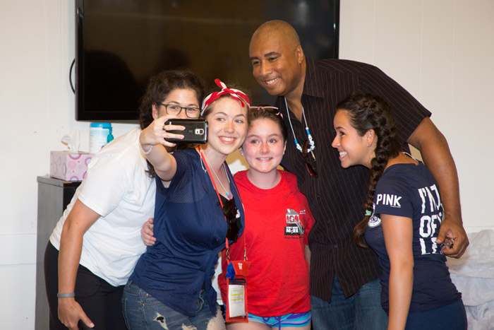 Bernie Williams at Camp Adventure poses for a selfie.