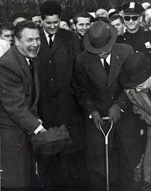 Nelson Rockefeller, Ward Melville and Frank C. Moore at the Stony Brook University groundbreaking. 