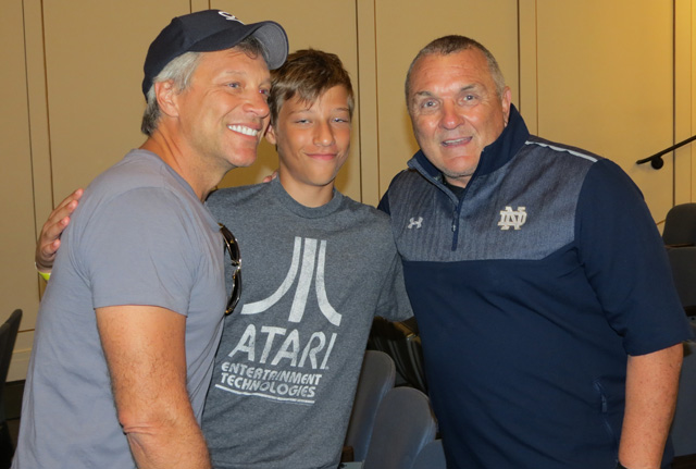 Jon Bon Jovi and son meet Rudy Ruettiger at Dan's Fields of Dreams at Guild Hall.Jon Bon Jovi and son meet Rudy Ruettiger at Dan's Fields of Dreams at Guild Hall.