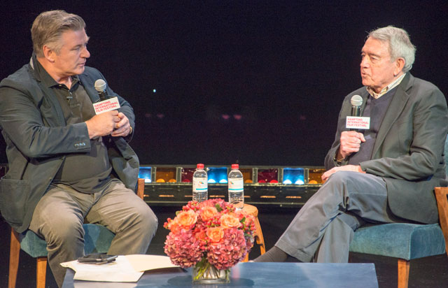 Alec Baldwin interviews Dan Rather at Bay Street Theater.