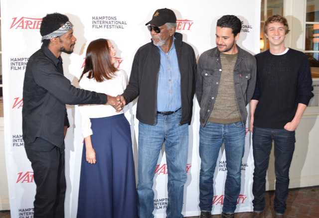 Keith Stanfield, Bel Powley, Morgan Freeman, Christopher Abbott and Thomas Man.