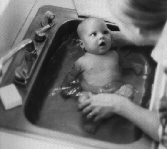 A bath in the sink on Egypt Lane