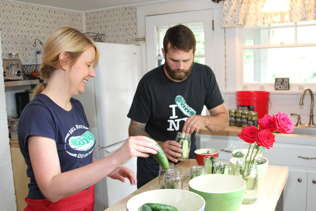 Randy and Cori Kopke making a batch of artisan pickles
