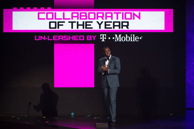 Sean Combs presents the Collaboration of the Year award to Jack Ü and Justin Bieber for “Where Are Ü Now.” Photo credit: Image Group LA/ABC