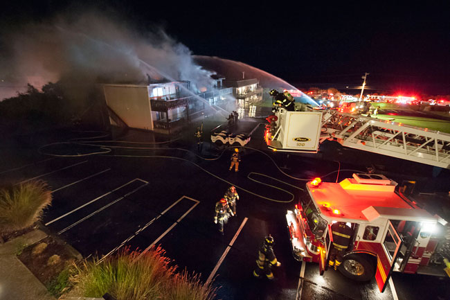 A Friday, October 30, 2015 fire at Hartman's Briney Breezes Motel in Montauk.