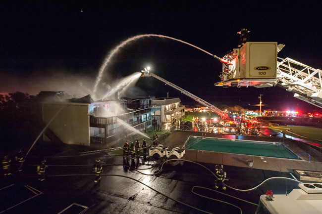 A Friday, October 30, 2015 fire at Hartman's Briney Breezes Motel in Montauk.