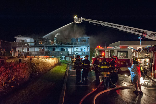 A Friday, October 30, 2015 fire at Hartman's Briney Breezes Motel in Montauk.