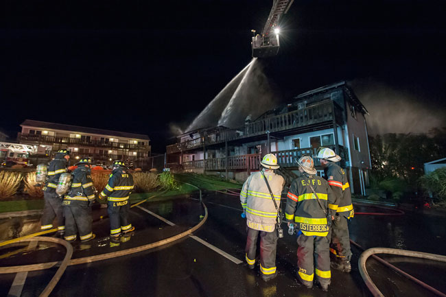 A Friday, October 30, 2015 fire at Hartman's Briney Breezes Motel in Montauk.