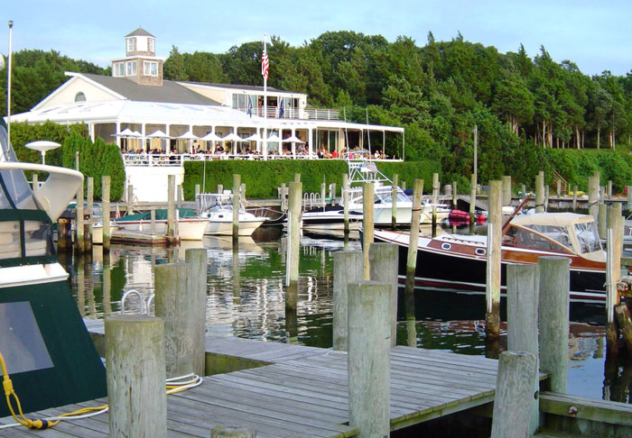 East Hampton Point marine looking toward the restaurant. Photo credit: Courtesy Brown Harris Stevens