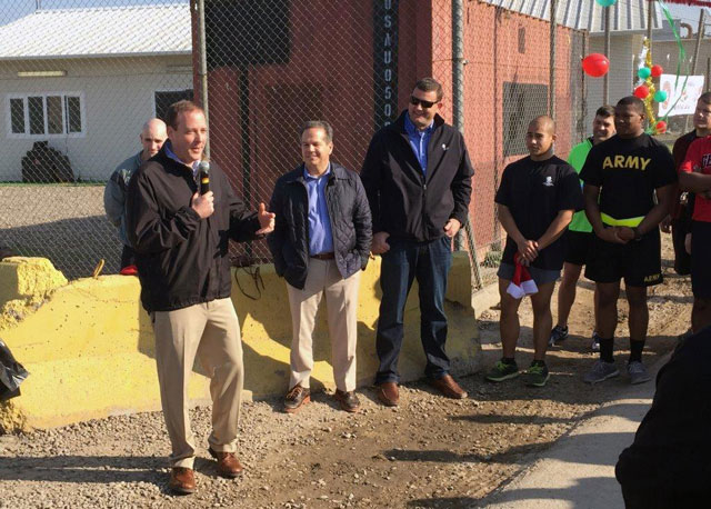  Congressman Zeldin speaking to 82nd Airborne Division Paratroopers in Iraq just following their Christmas morning run. Photo credit: Courtesy Office of Congressman Zeldin