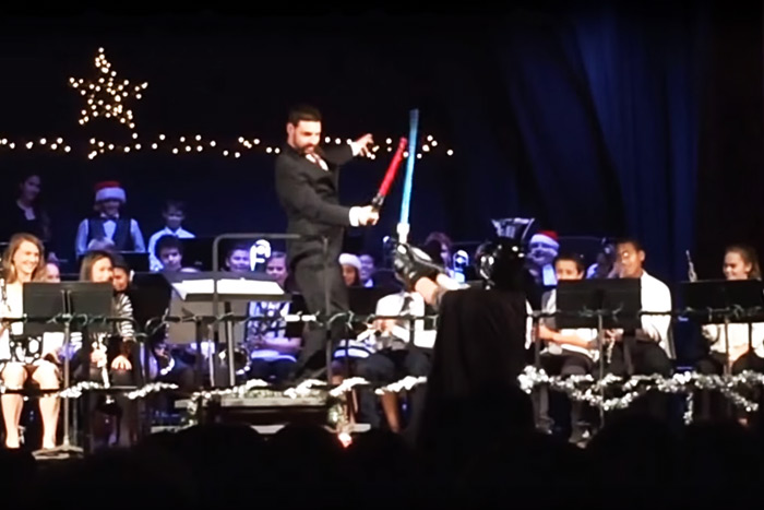 Star Wars appeared at the Montauk School Christmas Concert