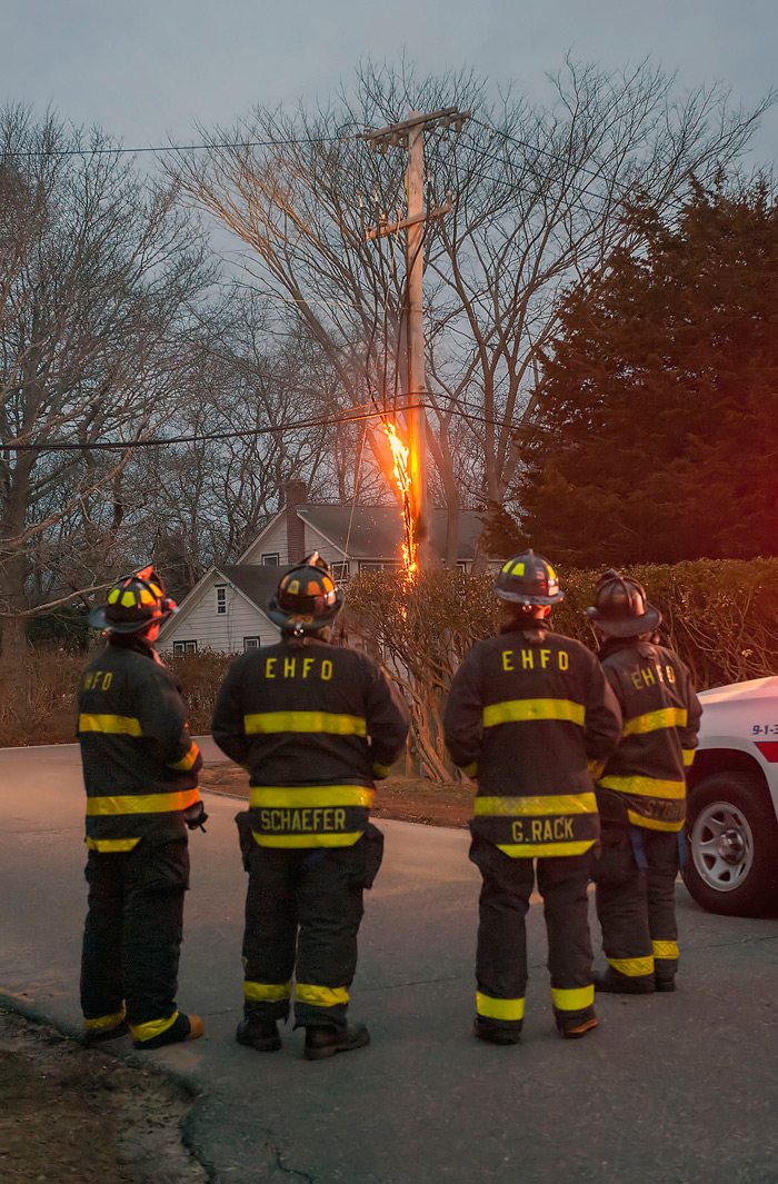 EHFD watches telephone pole burn while waiting for PSEG