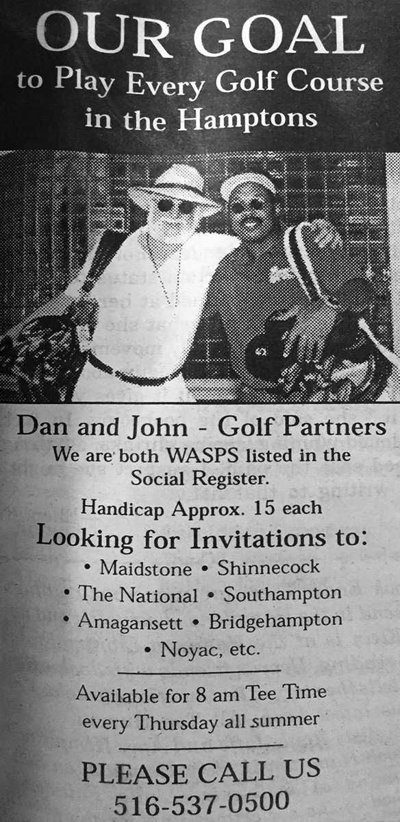 Dan Rattiner and golf partner John Darden ad