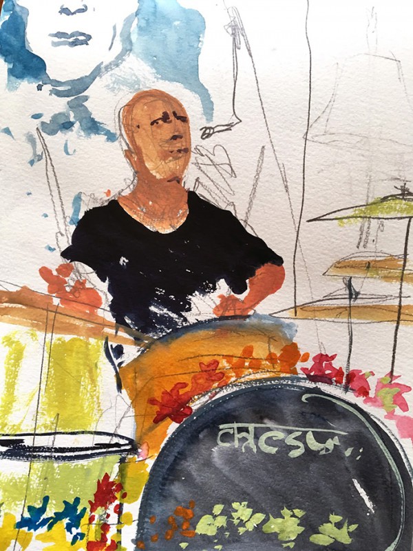 Coldplay drummer Will Champion, by Mickey Paraskevas