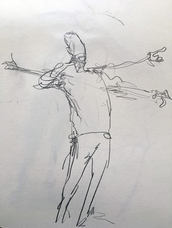 Chris Martin gestures by Mickey Paraskevas