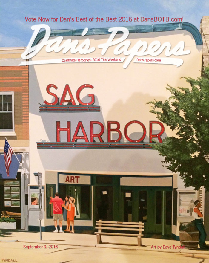 September 9, 2016 Dan's Papers cover art of Sag Harbor Cinema for HarborFest by Dave Tyndall
