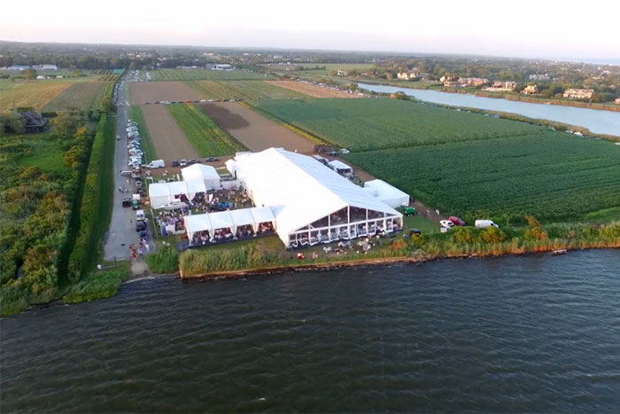 Dan's Taste of Two Forks 2016 aerial at Fairfield Farm at Mecox in Bridgehampton