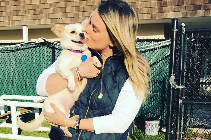 Kate McEntee with one of the Yulin rescues