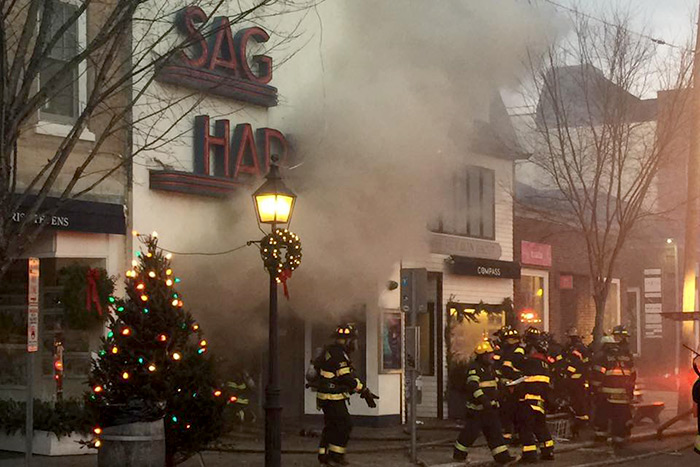 The Sag harbor Cinema went up in flames today