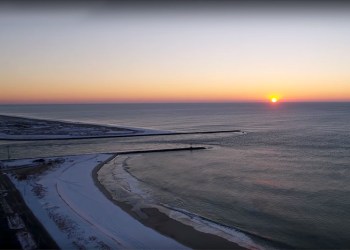 Shinnecock Inlet sunrise drone video screengrab