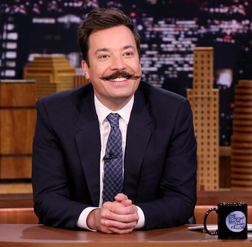 Jimmy Fallon with a western moustache