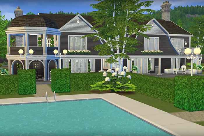 "Hamptons Chic" house built on The Sims 4 by Simarchitectur