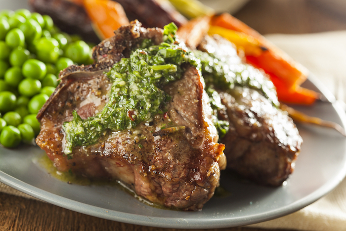 Lamb cutlets with fresh herb dressing