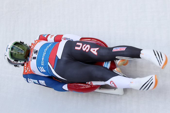 Krewson and Sherk at Luge Nations Cup Doubles PyeongChang. Photo by Jeon Han. Copyright: The Republic of Korea via flickr.com/photos/koreanet/32102561164