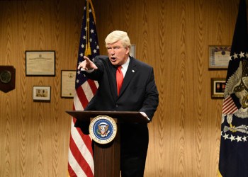 Alec Baldwin as Trump on the April 8 episode of SNL