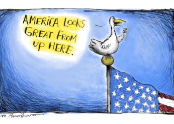 American flag cartoon by Mickey Paraskevas