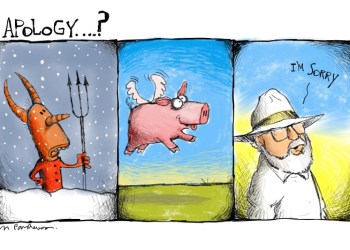 Apology cartoon by Mickey Paraskevas
