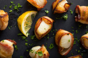 Bacon-wrapped sea scallops—delish!