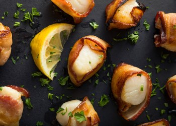 Bacon-wrapped sea scallops—delish!