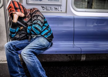 Justin Bieber asleep on the Hamptons Subway