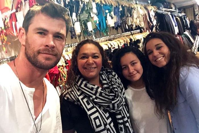 "Thor Ragnarok" star Chris Hemsworth at Flying Point Surf and Skate in Southampton Saturday