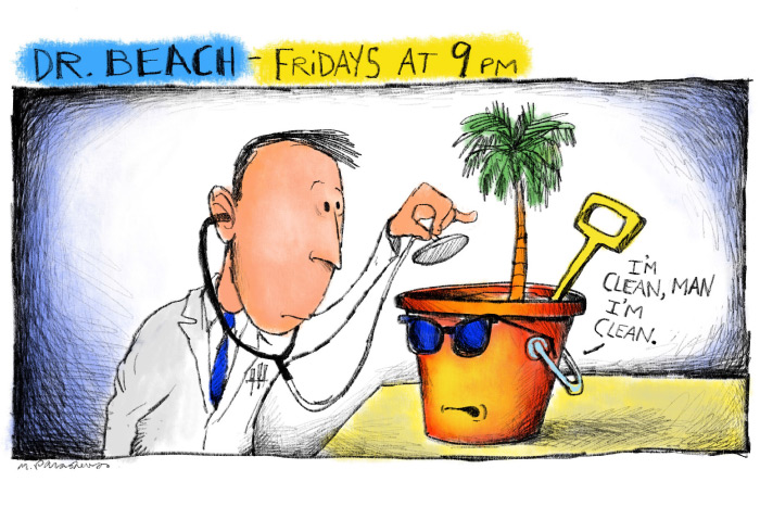 Dr. Beach cartoon by Mickey Paraskevas