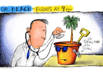 Dr. Beach cartoon by Mickey Paraskevas