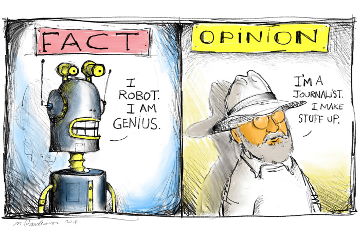 Fact vs Opinion cartoon by Mickey Paraskevas