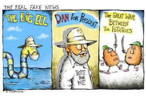 Fake news cartoon by Mickey Paraskevas