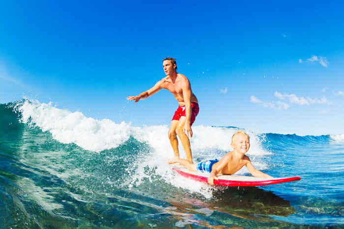 Father-son surfing