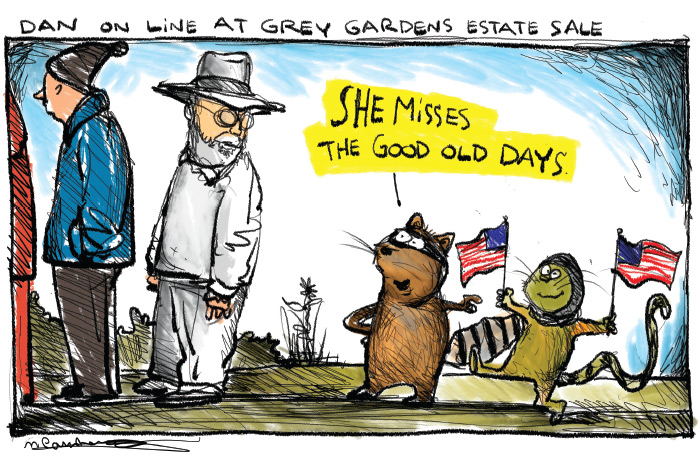 Grey Gardens estate sale cartoon by Mickey Paraskevas