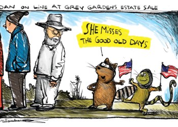 Grey Gardens estate sale cartoon by Mickey Paraskevas