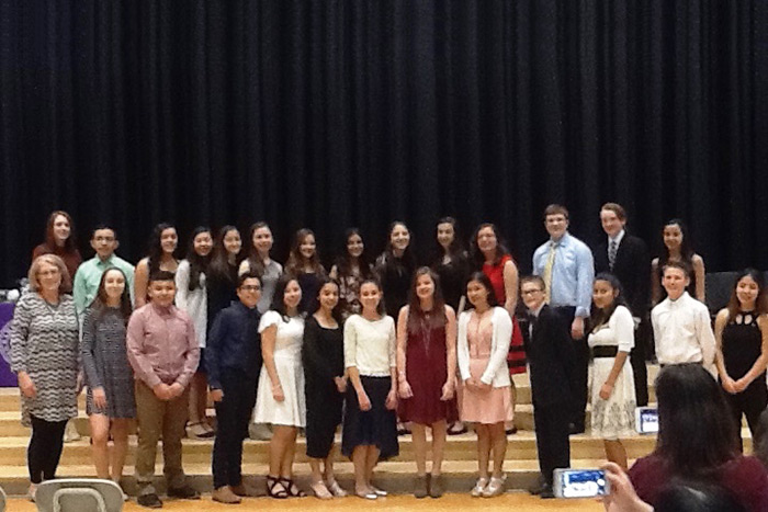 On March 30, 26 Hampton Bays’ eighth-graders were inducted in the National Junior Honor Society