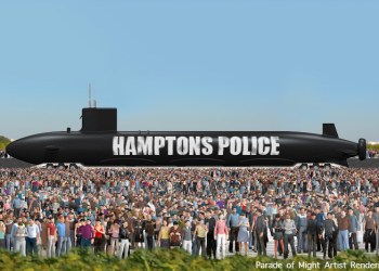 Artist Rendering: Hamptons Police Submarine in the Parade of Might