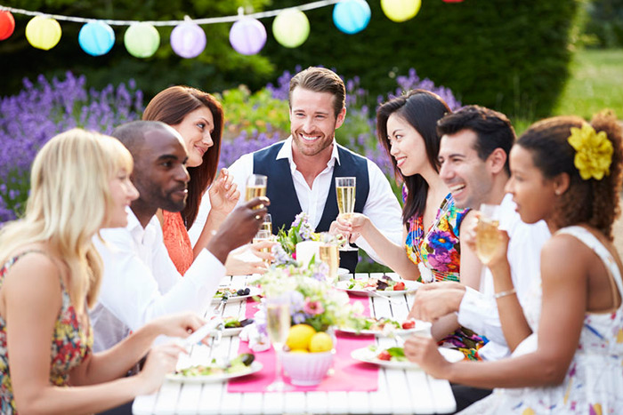 Healthy outdoor meal and dinner party Hamptons