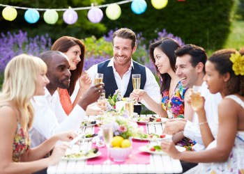 Healthy outdoor meal and dinner party Hamptons