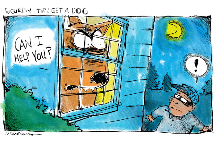 Home security cartoon by Mickey Paraskevas