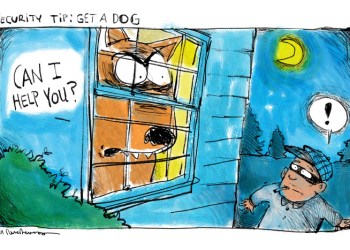 Home security cartoon by Mickey Paraskevas